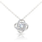 Gift to my Wife, 14k White Gold Over Stainless Steel Love Knot Necklace and Earring Set with Cubic Zirconia - A Message of Unbreakable Love - Perfect Gift for Her