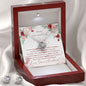 Gift to my Wife, 14k White Gold Over Stainless Steel Love Knot Necklace and Earring Set with Cubic Zirconia - A Message of Unbreakable Love - Perfect Gift for Her