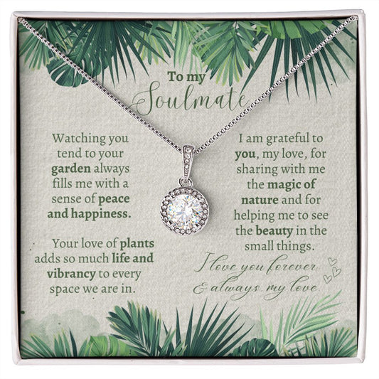 Plant Lover Jewelry Gift Message for Soulmate, 14K White Gold Eternal Hope Necklace, Gift for Birthday, Anniversary, Mother's Day