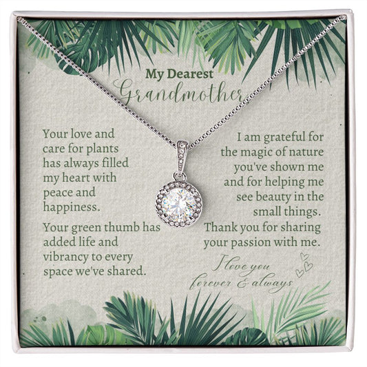 Gift for Grandma - Grandmother Gift 14K White Gold Necklace - Nature Lover Gift