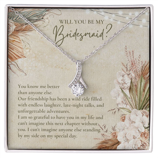 Last Minute Bridesmaid Proposal Gift, Alluring Beauty Necklace, Will You Be My Bridesmaid, Jewelry Message Card For Sister, Bridesmaid Gifts For Best Friend